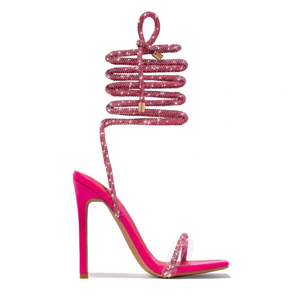 Strappy Sandals Square Toe Stiletto Heel Shoe