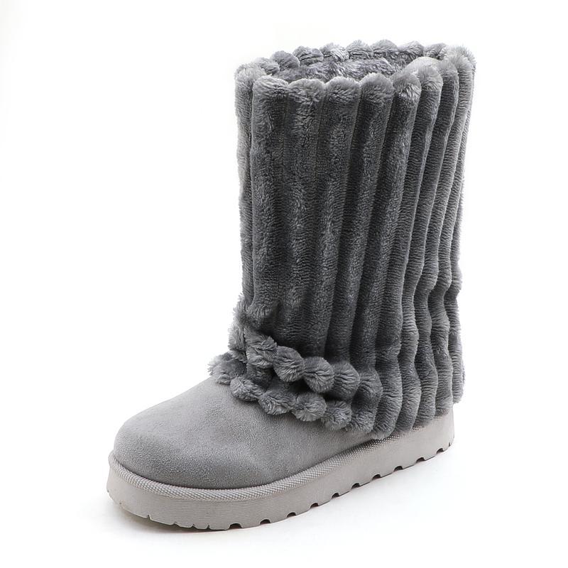 Womens Solid-Color High-Top Plush Snow Boots