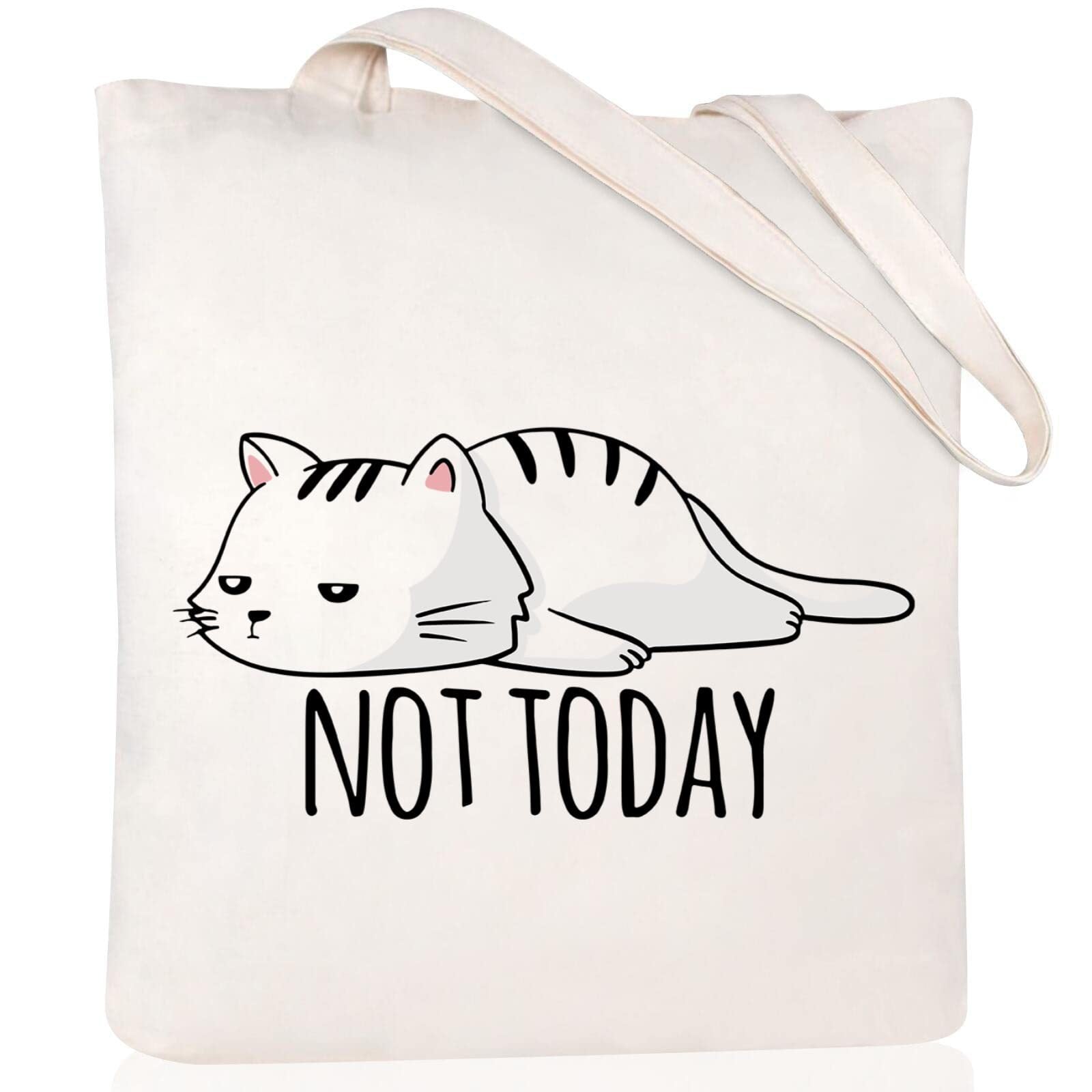 Cartoon Cat Print Canvas Shoulder Bag