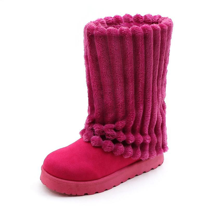 Womens Solid-Color High-Top Plush Snow Boots