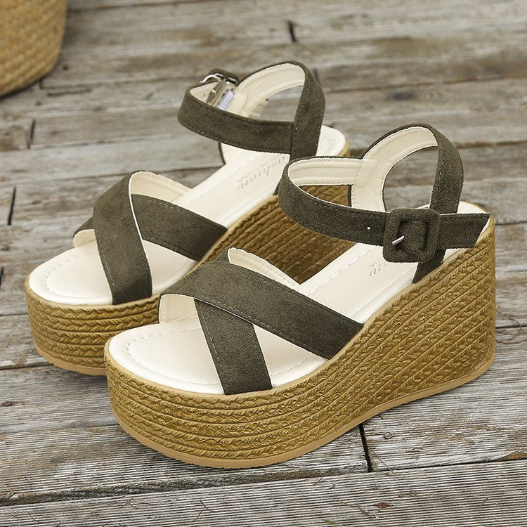 Wedge Platform Shoes With Hemp Heels