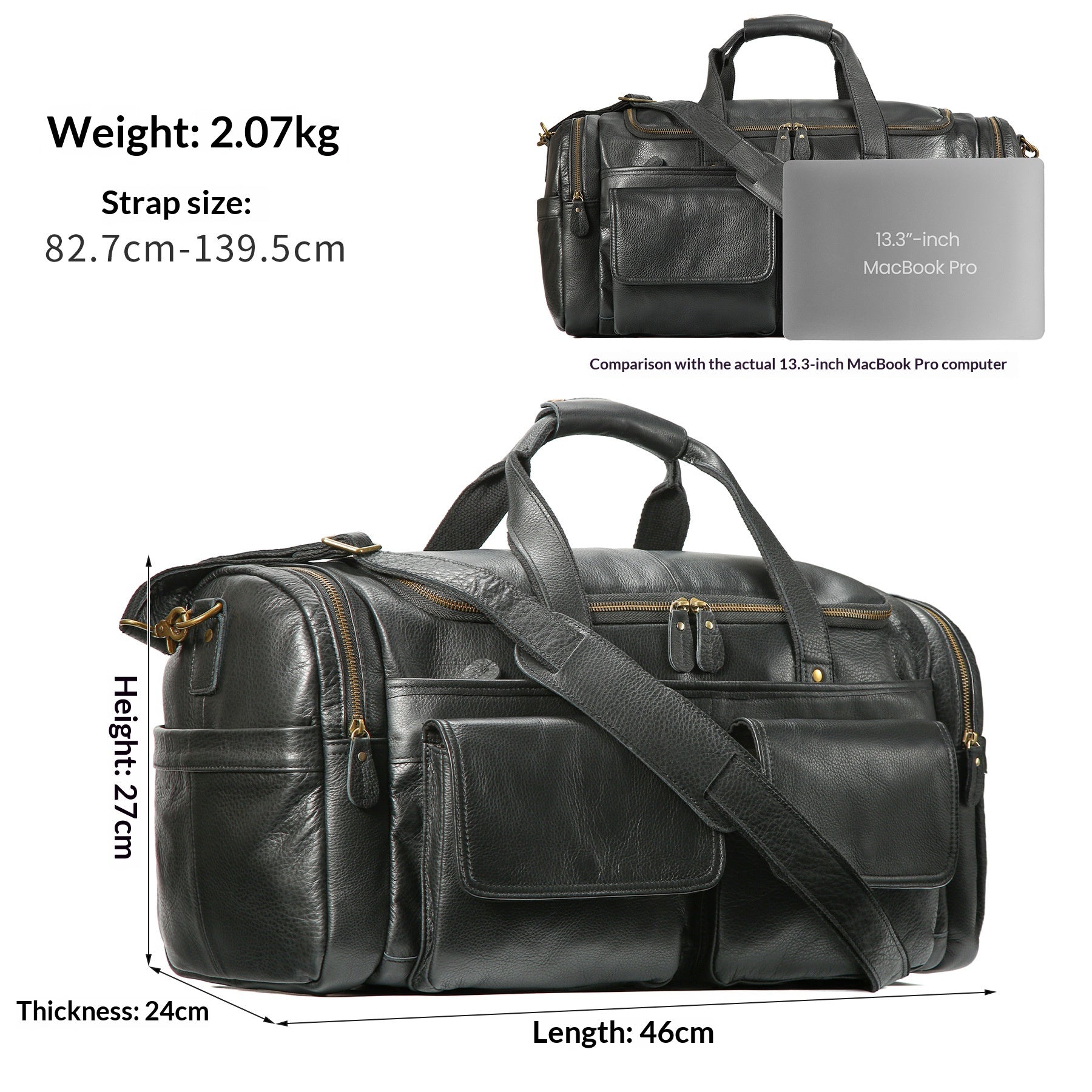 Leather Travel Bag, Large Travel And Business Luggage Bag