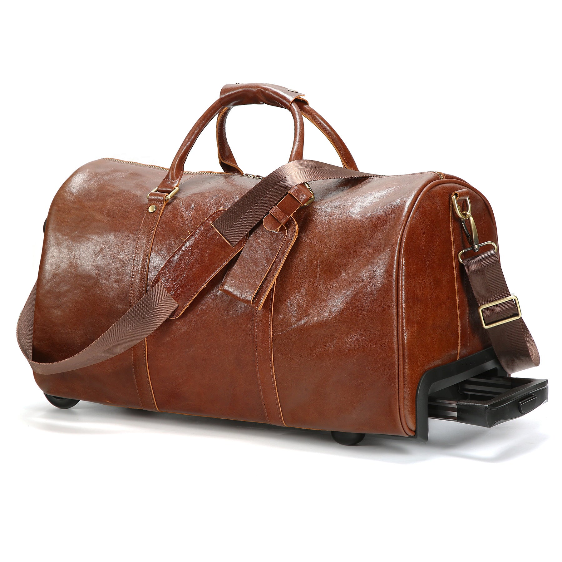 Classic Business Leather Travel Trolley Bag