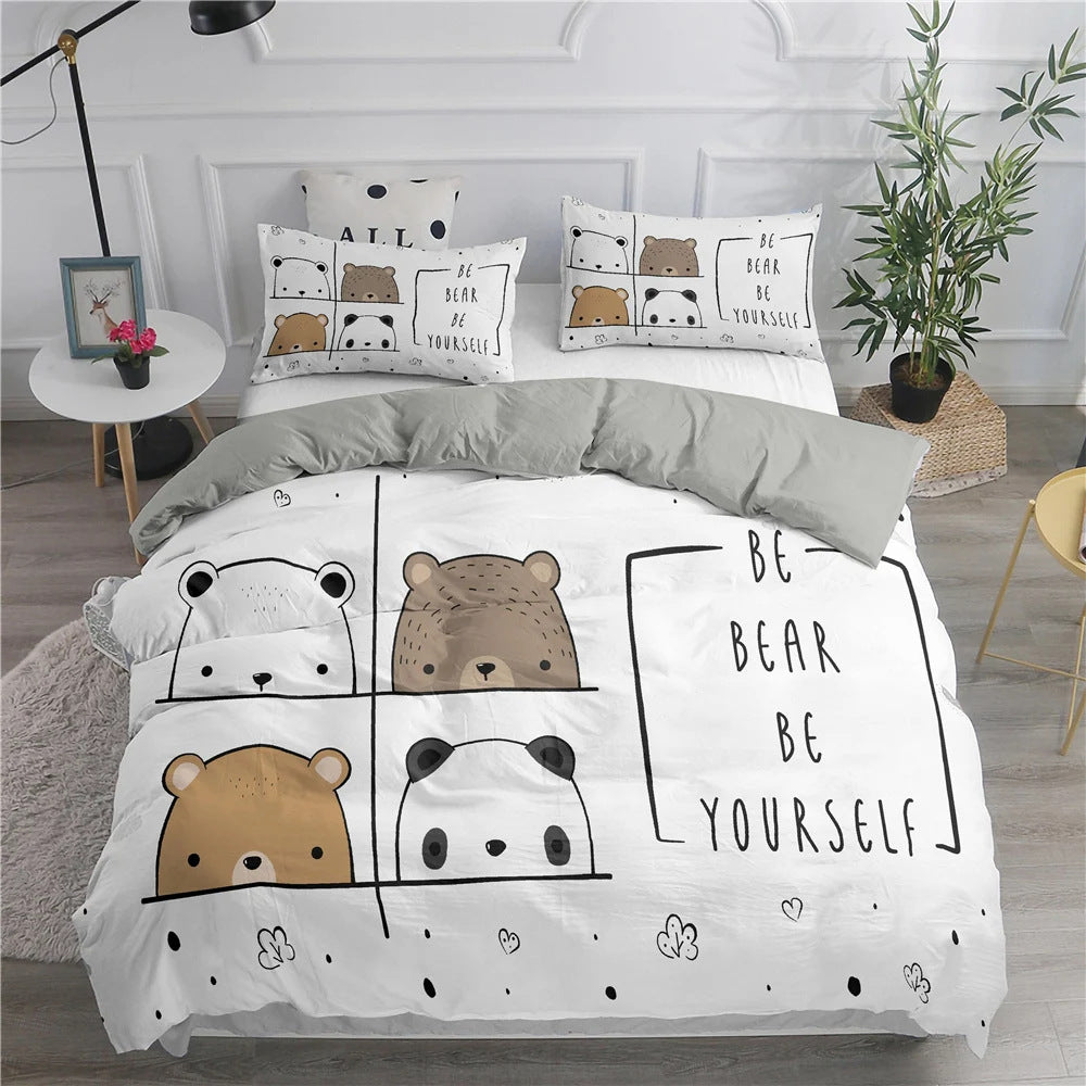 Cartoon Duvet Cover 3 piece Set Cute Kitten