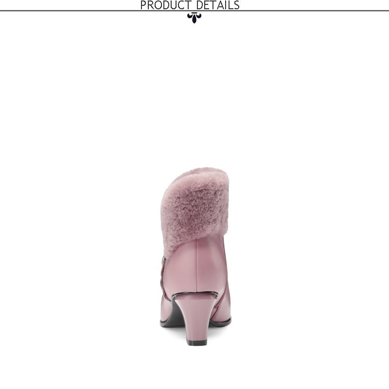 Lovely Ladies Ankle Boots Winter Warm in Pink