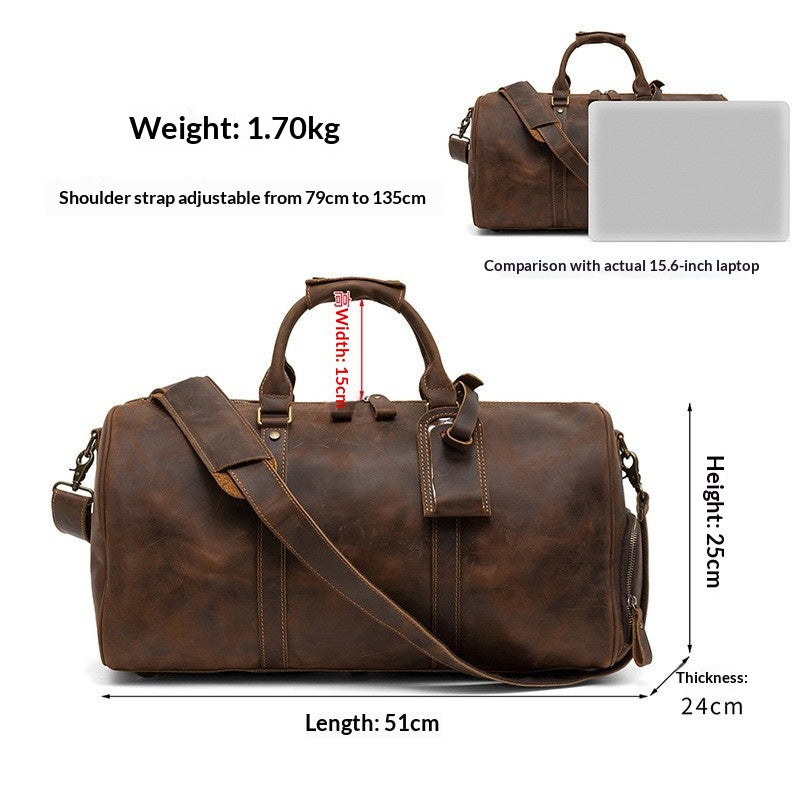 Leather Travel Bag, Large Travel And Business Luggage Bag