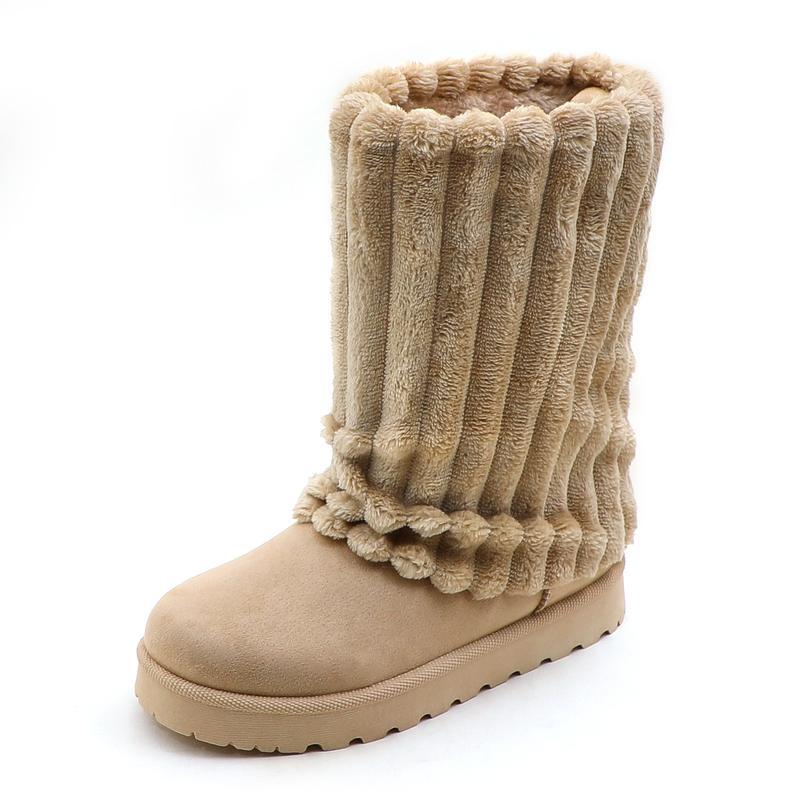 Womens Solid-Color High-Top Plush Snow Boots
