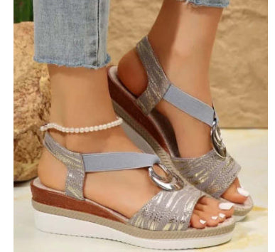 Platform Wedge Peep Toe Roman Sandals