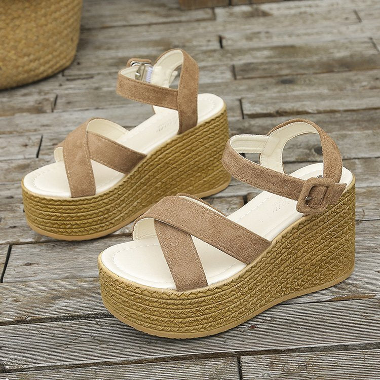 Wedge Platform Shoes With Hemp Heels