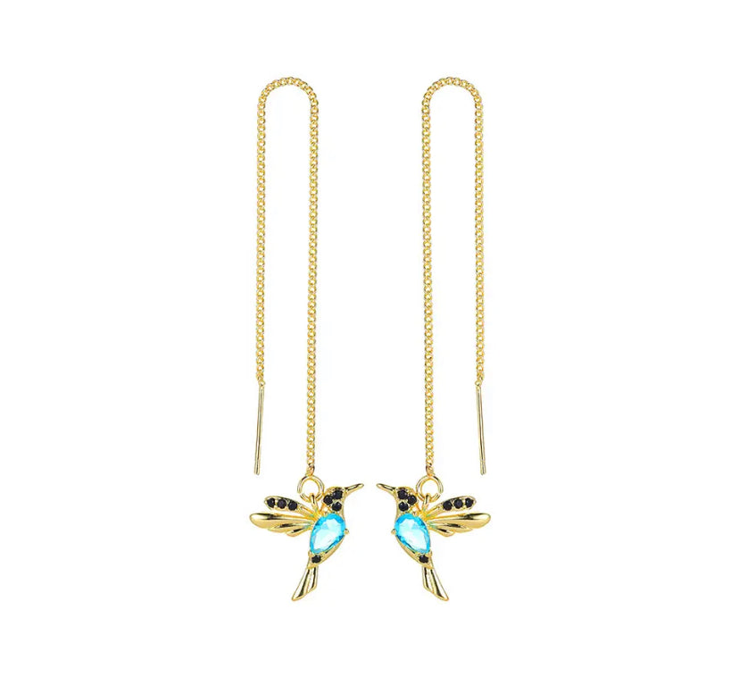 Tassel Drop Earrings Humming Bird