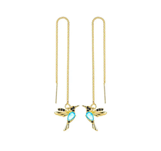 Tassel Drop Earrings Humming Bird