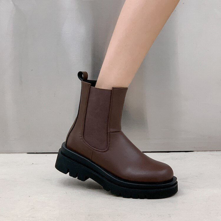 Luxury Platform slip-on chunky heel Boots