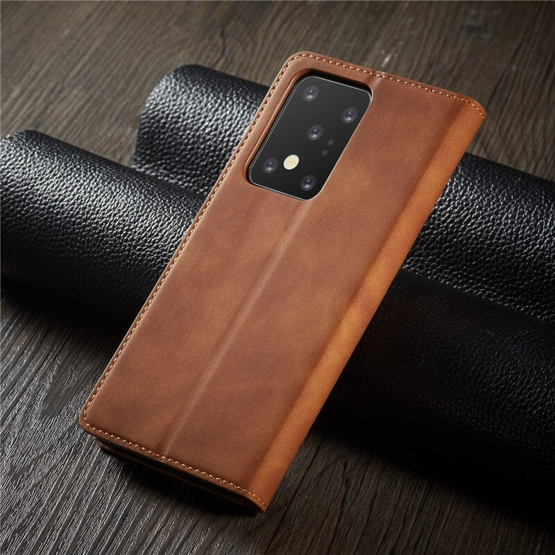 Magnetic Leather Case For S20