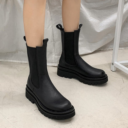 Luxury Platform slip-on chunky heel Boots