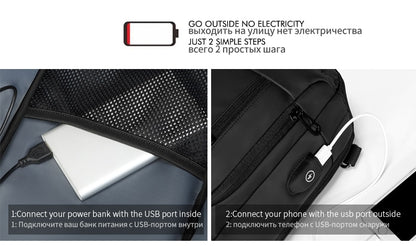 Crossbody Backpack Fits a 9.7 inch Tablet with USB Charger Waterproof Design