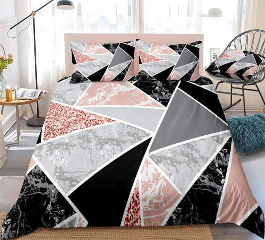 Marble Duvet Cover Set Geometric Shapes