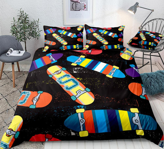 Boys Skateboard Cartoon Duvet Cover Set