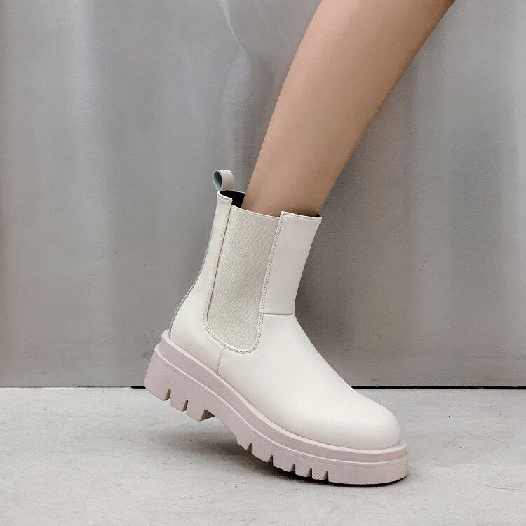 Luxury Platform slip-on chunky heel Boots