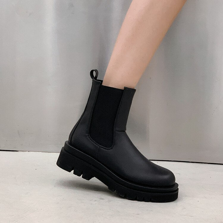 Luxury Platform slip-on chunky heel Boots