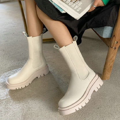 Luxury Platform slip-on chunky heel Boots