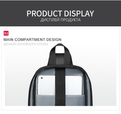 Crossbody Backpack Fits a 9.7 inch Tablet with USB Charger Waterproof Design