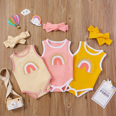2Pcs Sleeveless Baby Girl Jumpsuit with Headband