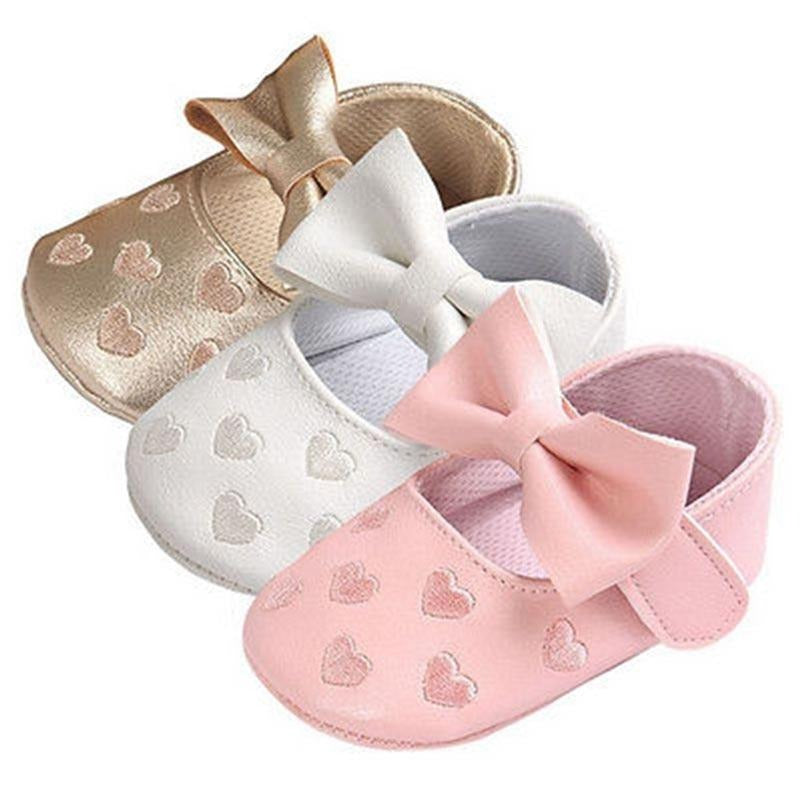 Cute Baby Shoes Heart and Bow - Non-slip Footwear