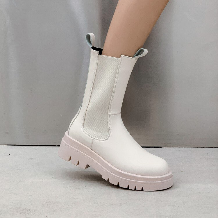 Luxury Platform slip-on chunky heel Boots