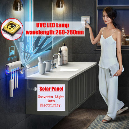 UV Toothbrush Holder & Toothpaste Dispenser - Solar Energy enhanced