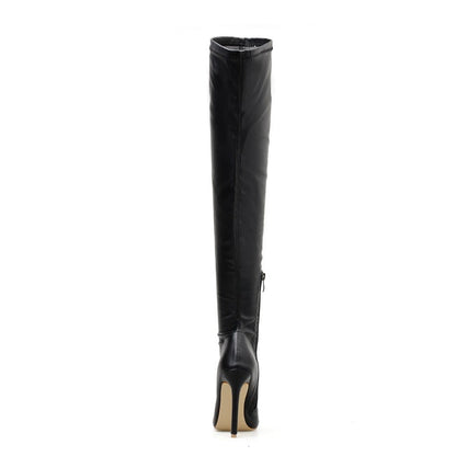 High Heel Slip-on Knee high Boot Shoes with Pointed Toe