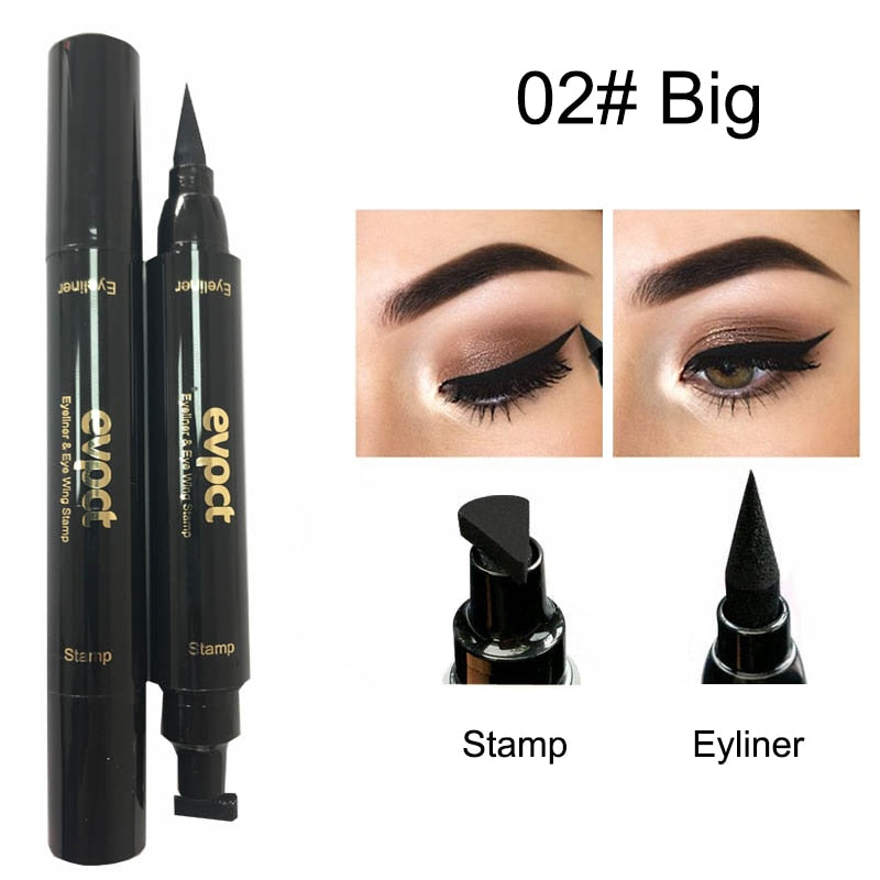 Double-Headed Eyeliner Stamp 2 In1 Quick-drying Liquid Eyeliner Waterproof Easy-to-use Stamp Eye Liner Black Smooth Eye Makeup