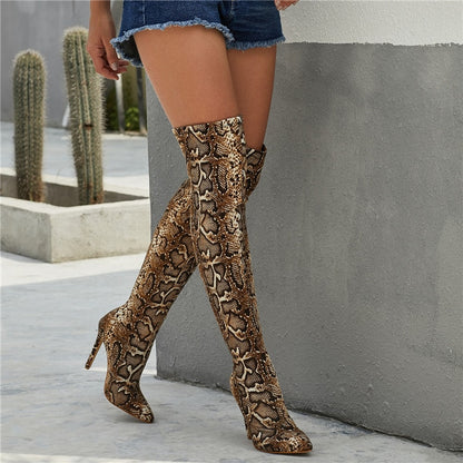 High Heel Slip-on Knee high Boot Shoes with Pointed Toe