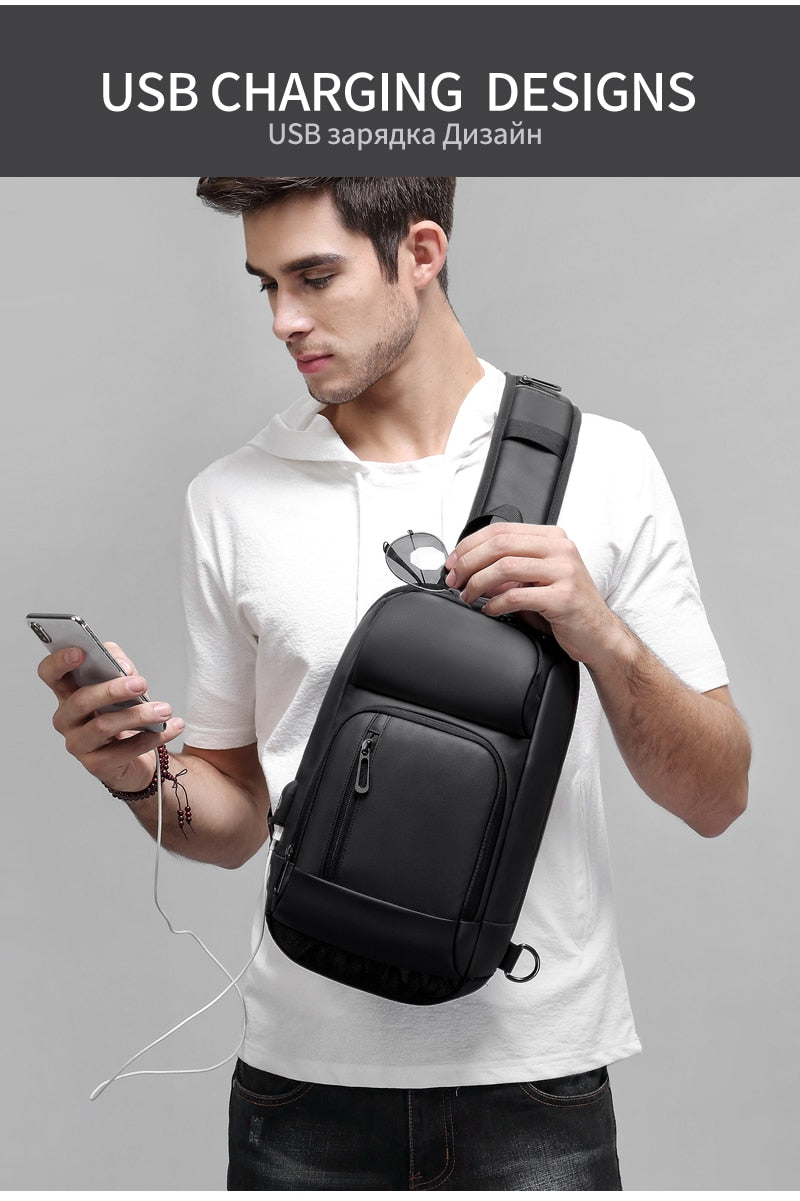 Crossbody Backpack Fits a 9.7 inch Tablet with USB Charger Waterproof Design