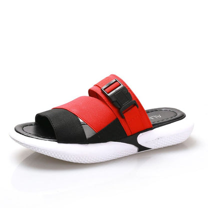 Fashion open toe sports sandals T-shaped buckle thick heel platform shoes 2020 women's summer flat casual shoes women's slippers