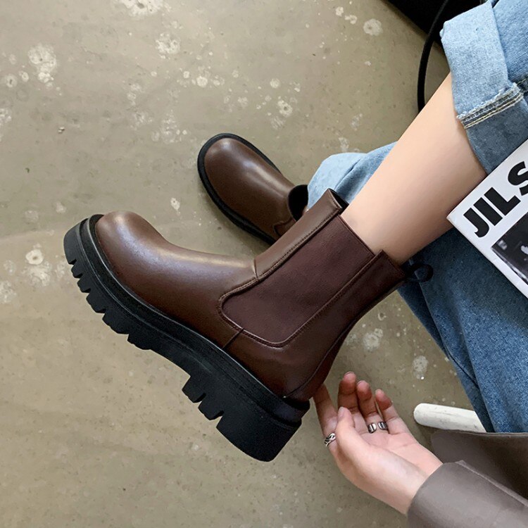 Luxury Platform slip-on chunky heel Boots