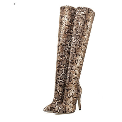 High Heel Slip-on Knee high Boot Shoes with Pointed Toe