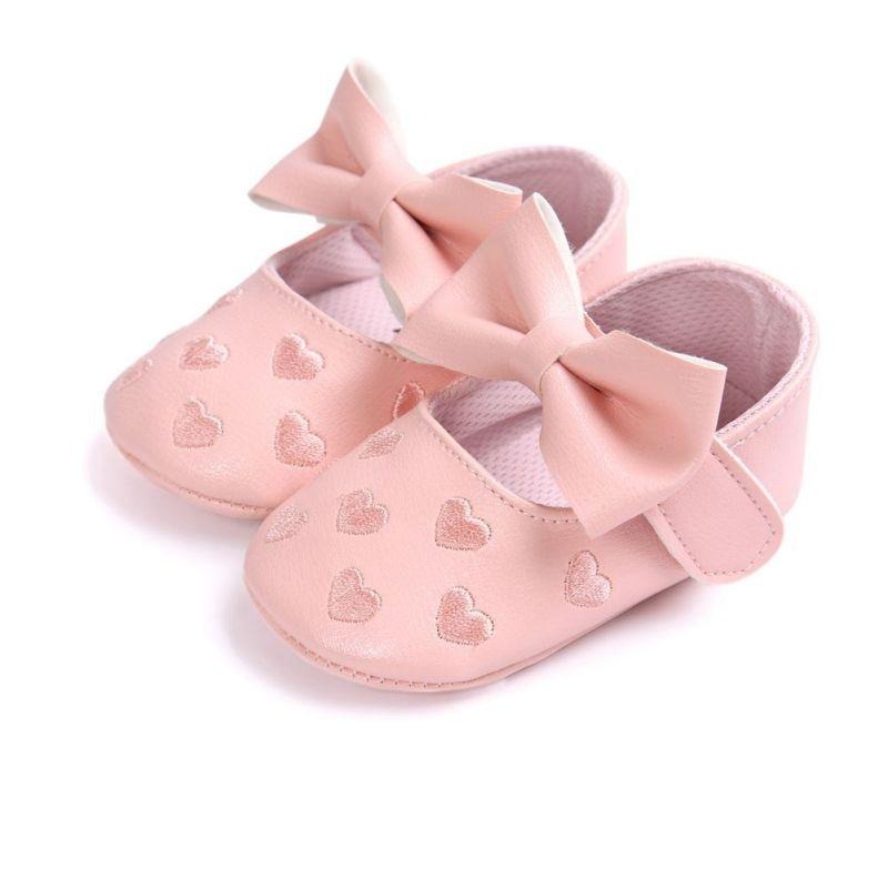 Cute Baby Shoes Heart and Bow - Non-slip Footwear