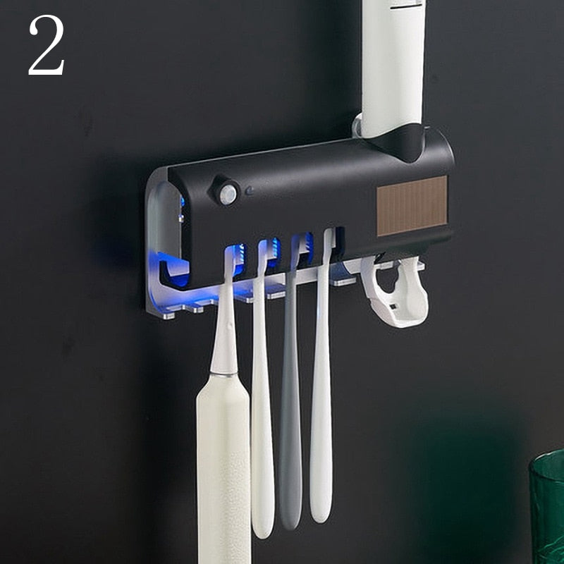 UV Toothbrush Holder & Toothpaste Dispenser - Solar Energy enhanced