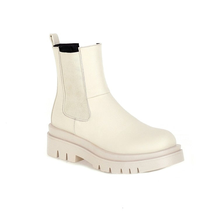 Luxury Platform slip-on chunky heel Boots