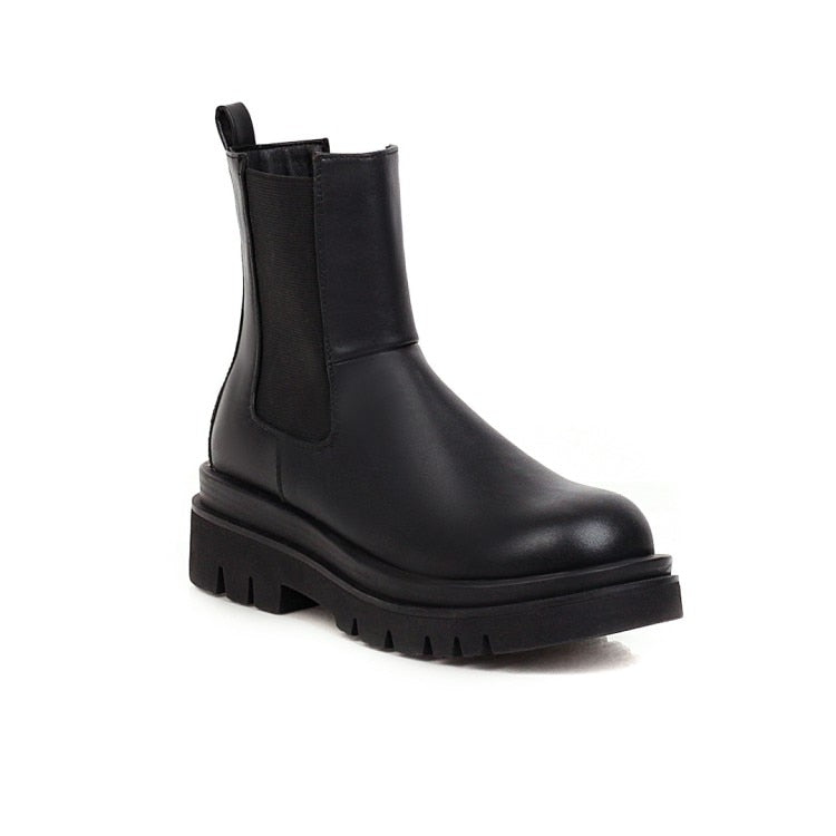 Luxury Platform slip-on chunky heel Boots