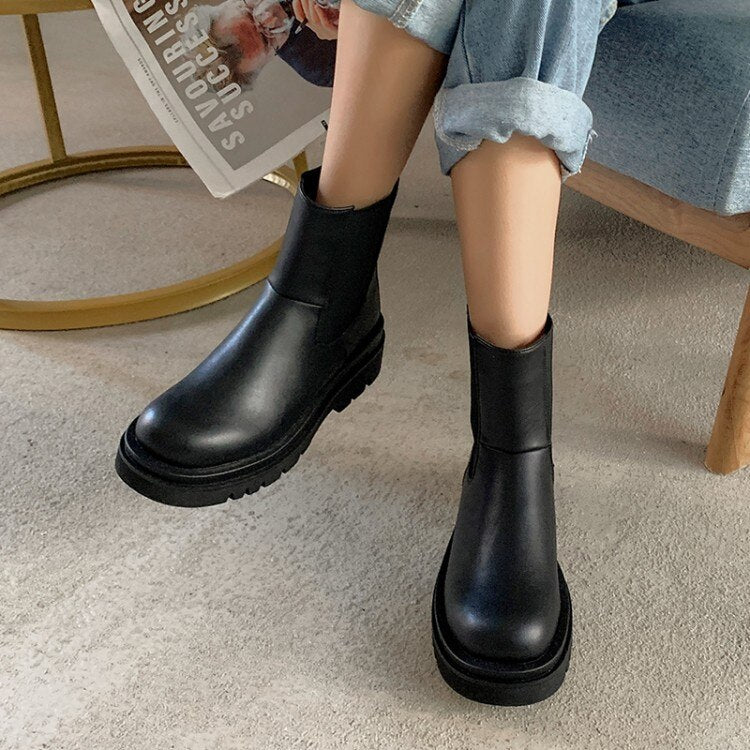 Luxury Platform slip-on chunky heel Boots