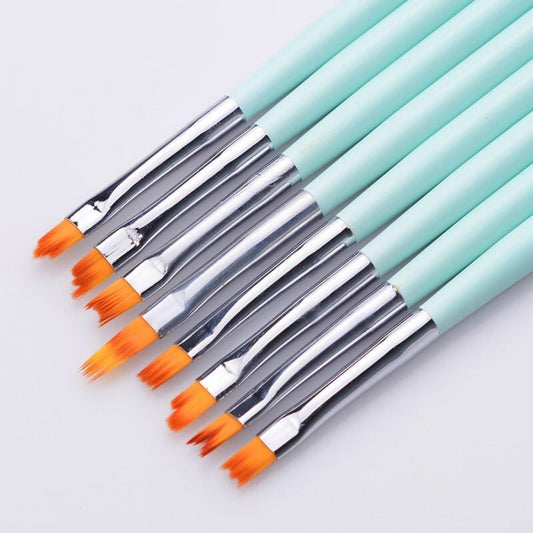 8pcs/set Nail Art French Brushes - Mint Green