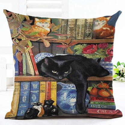 Cute Cat Print Home and Living Decor Cushion Cover - 45x45cm