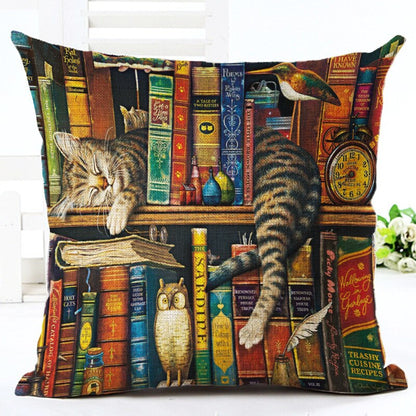 Cute Cat Print Home and Living Decor Cushion Cover - 45x45cm