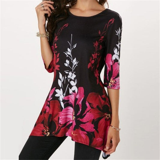 Ladies Casual Summer Top with Floral Print