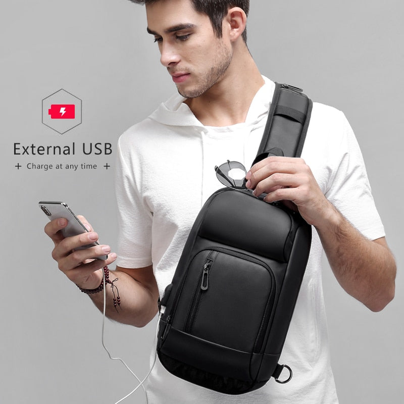 Crossbody Backpack Fits a 9.7 inch Tablet with USB Charger Waterproof Design