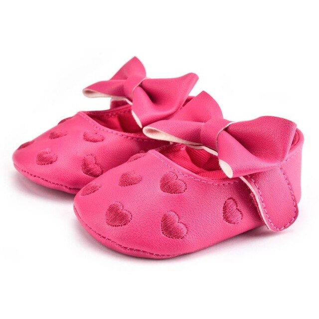 Cute Baby Shoes Heart and Bow - Non-slip Footwear