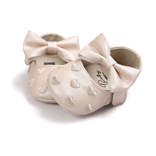 Cute Baby Shoes Heart and Bow - Non-slip Footwear