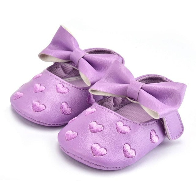 Cute Baby Shoes Heart and Bow - Non-slip Footwear