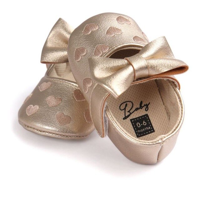 Cute Baby Shoes Heart and Bow - Non-slip Footwear